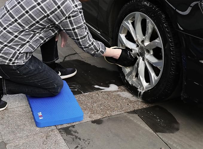 TOUA Garden Kneeling Pad, Kneeling Mat for Gardening, Bath Kneeler for Baby Bath, Large Support Knee 17.8x11x1.4 Thick High Density Foam Protective Knee, Knee Pads for Gardening, Planting Blue 2 Pack