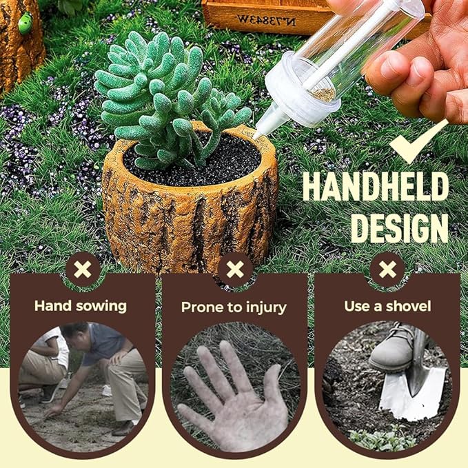 hoehew Seed Spreader, 2025 Upgrade Mini Sowing Seeds Dispenser Set, Handheld Seed Planter, Small Seed Planter Tool, Manual Seedlings Dibber and Widger Set Gardening Tools (a)