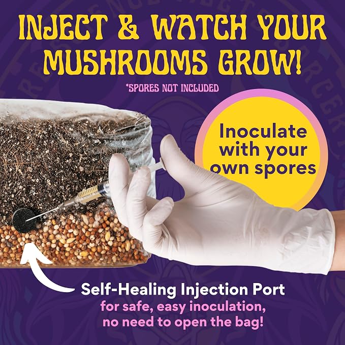 SPORE SORCERY 2 LB 2-Pack All-in-One Grow Bag: Up to 32oz of Mushrooms! Nutrient-Enhanced, Injection Port, Just Add Your Own Spores & Grow Like Magic (2 x 2 LB Bags)