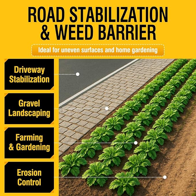 4ftx50ft Weed Barrier Landscape Fabric Heavy Duty,Weed Control Garden Cloth Woven Geotextile Fabric for Flower Bed,Driveway Fabric Ground Cover(3.2OZ)