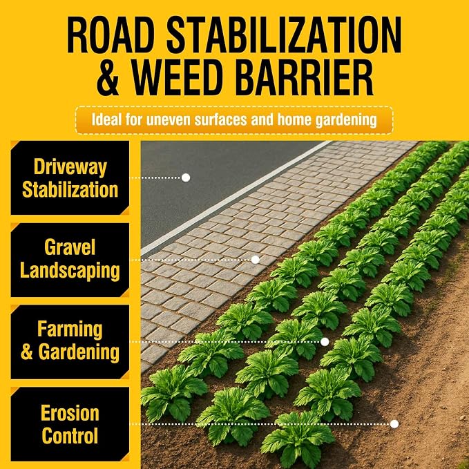 3ftx50ft Weed Barrier Landscape Fabric Heavy Duty,Weed Control Garden Cloth Woven Geotextile Fabric for Flower Bed,Driveway Fabric Ground Cover(3.2OZ)