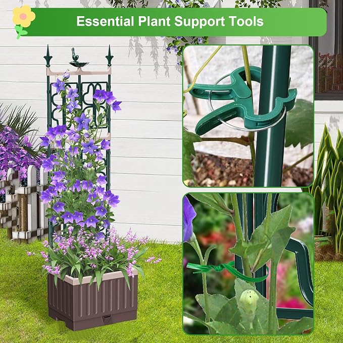 Raised Garden Bed Planter Boxes with Trellis,61.4" Self-Watering Trellis with Planter Box for Climbing Plants Flowers Vegetables,Use for Indoor Outdoor