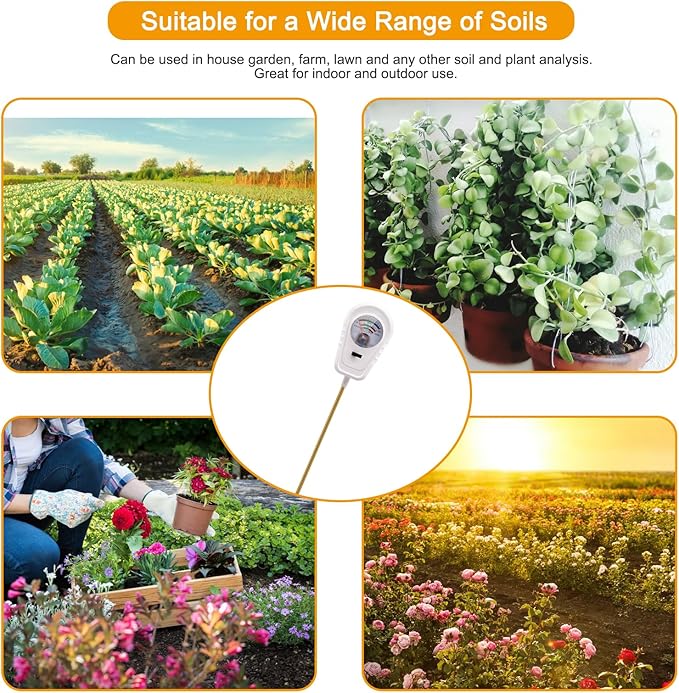 Soil Test Kit 3-in-1, Soil Moisture Meter, Soil PH Meter, Fertility Soil Tester, Soil Tester for Garden, Lawn, Farm, Outdoor & Indoor Use (Lace Elegance White)