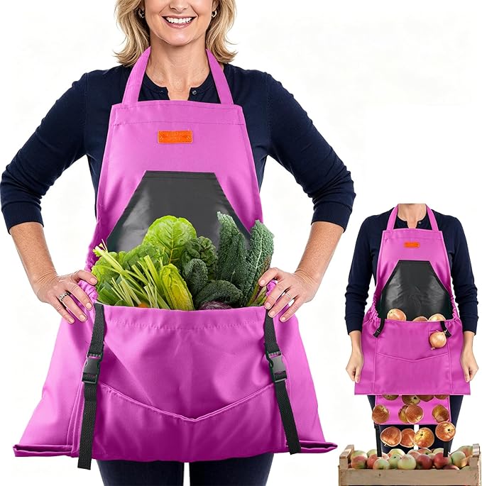 Gardening Apron,Harvest Apron with Multi-pocket for Men Women, Adjustable Cross-Back Straps, Garden Gifts for Mom,Dad