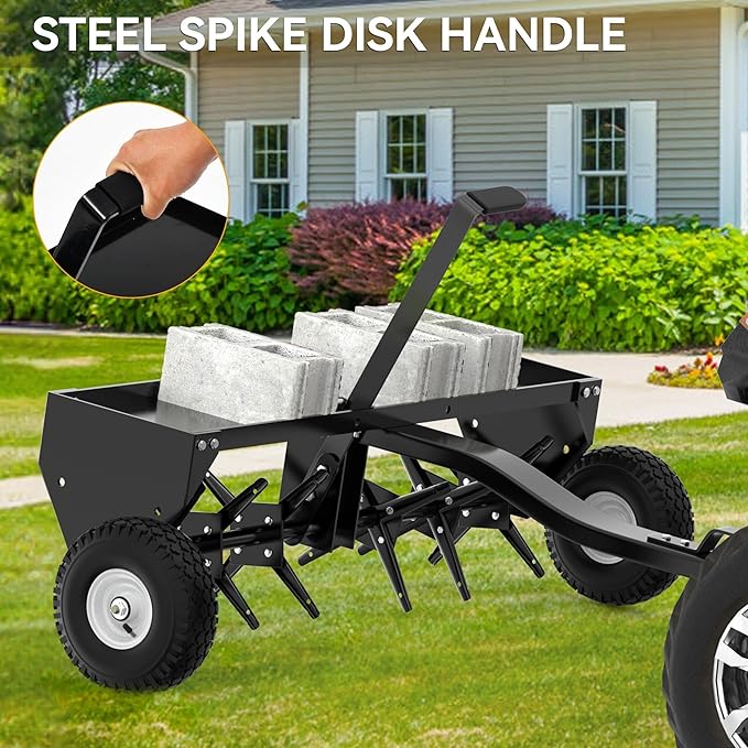 YINTATECH 40in Tow Behind Aerator, Plug Aerator for Lawn Tractor, 24 Plug Coring Knifes, Black