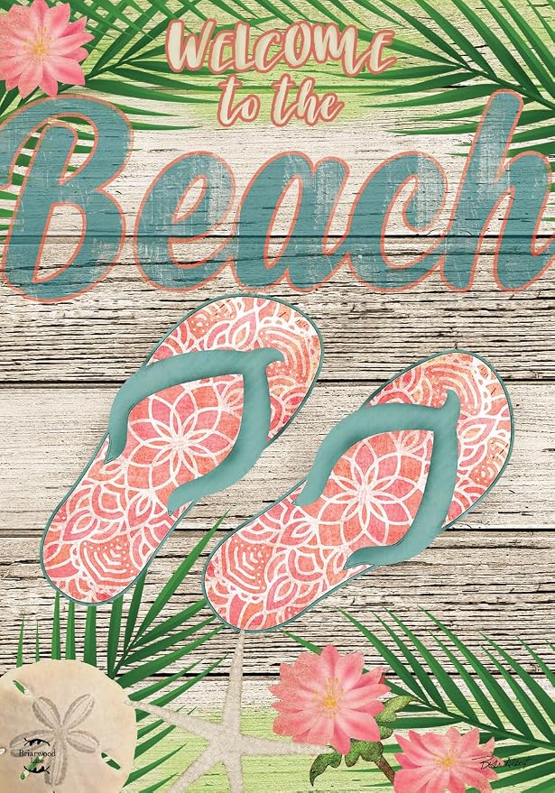 Welcome Beach Flip Flops Summer Double Sided Garden Flag 18" x 12.5" Briarwood Lane