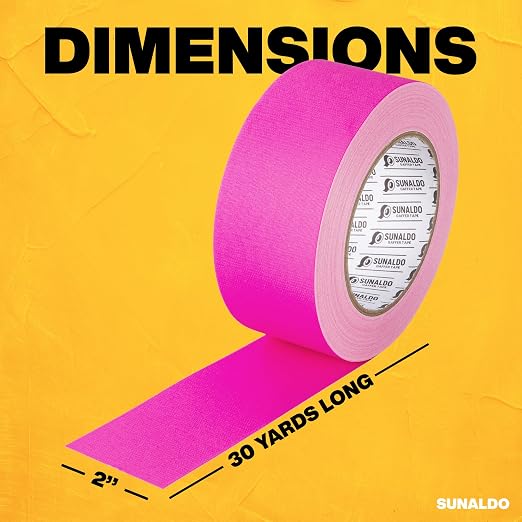 Gaffers Tape Heavy Duty, Easy to Rip, Residue-Free Professional Grade Floor Tape for Electrical Cords, Matte Finish Non Reflective, Weather Resistant (1, Pink, 2" x 30 Yards)