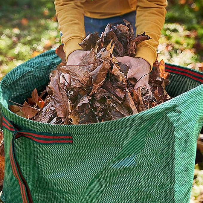 72 Gallon Reusable Yard Waste Bags 2 Pack Leaf Bag Holder, Dustpan-Type Leaf Lawn Bag, Leaf Bag with Gardening Gloves, Clollapsible Leaves Collector Garden Bag for Debris, Grass, Branches, Trash
