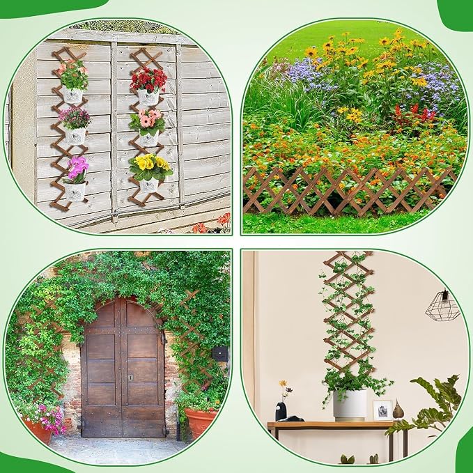 4Packs 13x78in Expandable Wood Wall Trellis for Climbing Plants Outdoor - Lattice Panels for Outside Indoor Balcony Patio Garden, Ideal for Ivy, Vines, Clematis, Roses