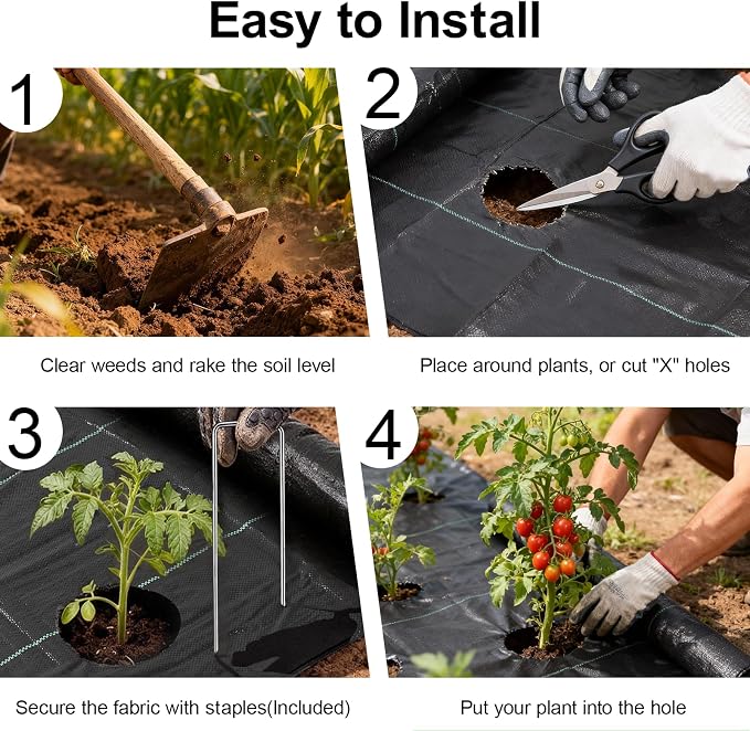 Weed Barrier Landscape Fabric 3FT x 100FT - 3.2oz Heavy Duty Weed Control Mat, High Permeability Woven Geotextile Fabric for Driveway, Gravel, Yard Ground Cover, Greenhouse Gardening (Black-3x100FT)