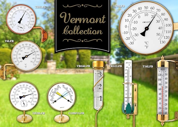 Conant VRG6LFB Vermont Grande View Rain Gauge (Living Finish Brass)