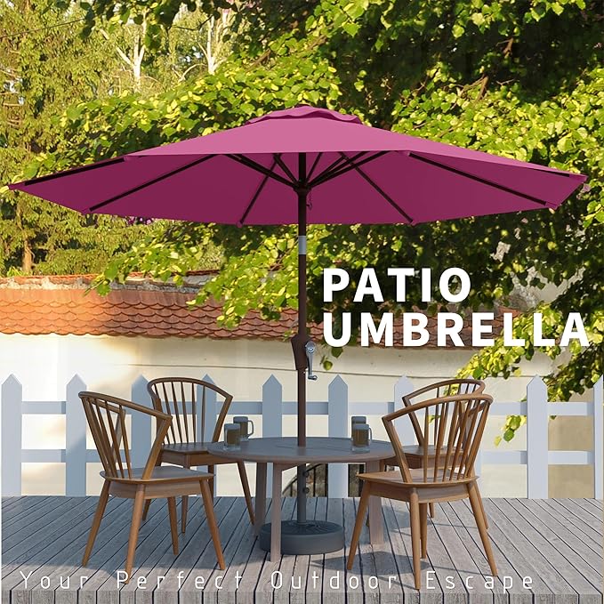 10FT Patio Umbrella, Outdoor Umbrella with Push Button Tilt and Crank, 8 Sturdy Ribs, UV Protection & Waterproof Market Umbrella for Pool, Backyard, Beach,Deck