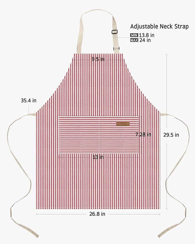 Syntus Apron for Men Women, Adjustable Cooking Kitchen Chef Aprons with 2 Pockets