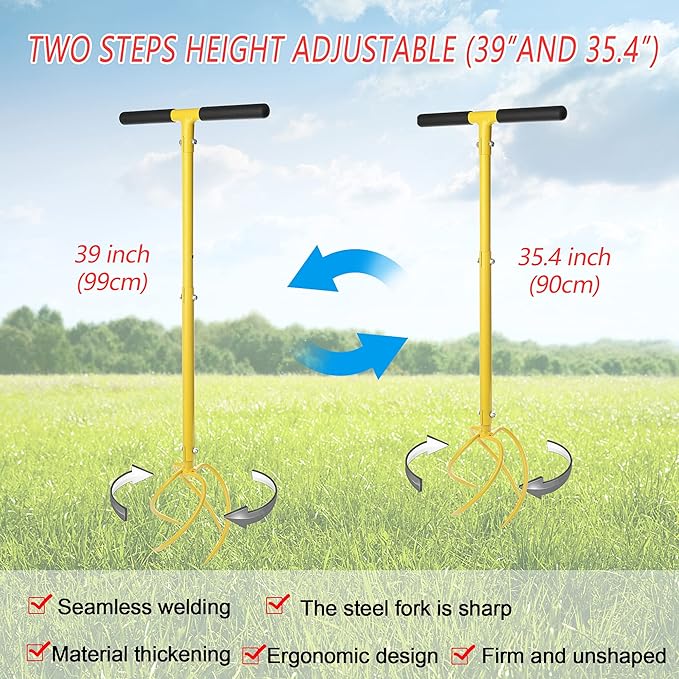 BARAYSTUS Garden Hand Tiller Garden Claw Twist Tiller Cultivator Tiller Soil Loosener Lawn Aerator Areator Loosen, Rototiller, Garden Bed and Plant Box Cultivator, Garden Tools.
