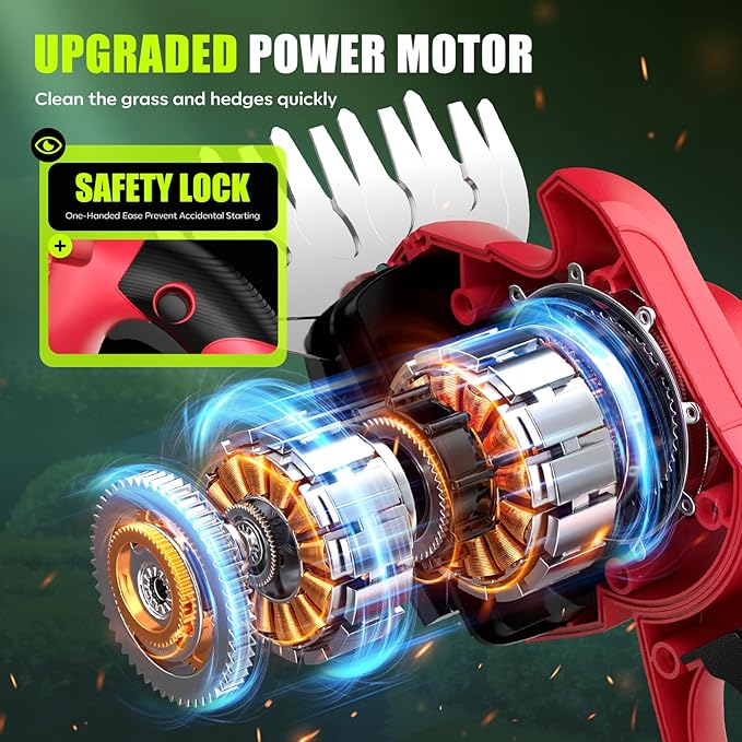 2-in-1 600W Cordless Hedge Trimmer, 21V Battery Operated Trimmer for Bush & Grass, Lightweight Garden Trimmer for Home Use