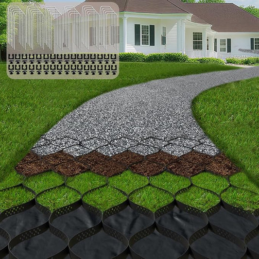 2" Thick Gravel Ground Grid 10ft x 33ft - Geo Grid Driveway Stabilization Grids, Gravel Retainer Grid 1885 LBS Per Sq ft, Geocell Geogrid for Walkway Driving RV Parking Slopes and Garden
