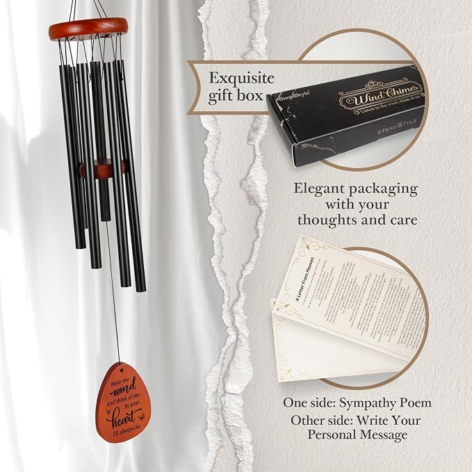 SteadStyle Sympathy Gifts for Loss of Loved One - Memorial Gifts Wind Chimes, Gifts for Who Loss of Dad, Mom, Brother, Friend, Sympathy Bereavement Gift Baskets Home Outdoor Garden Patio Decor 25.5 In
