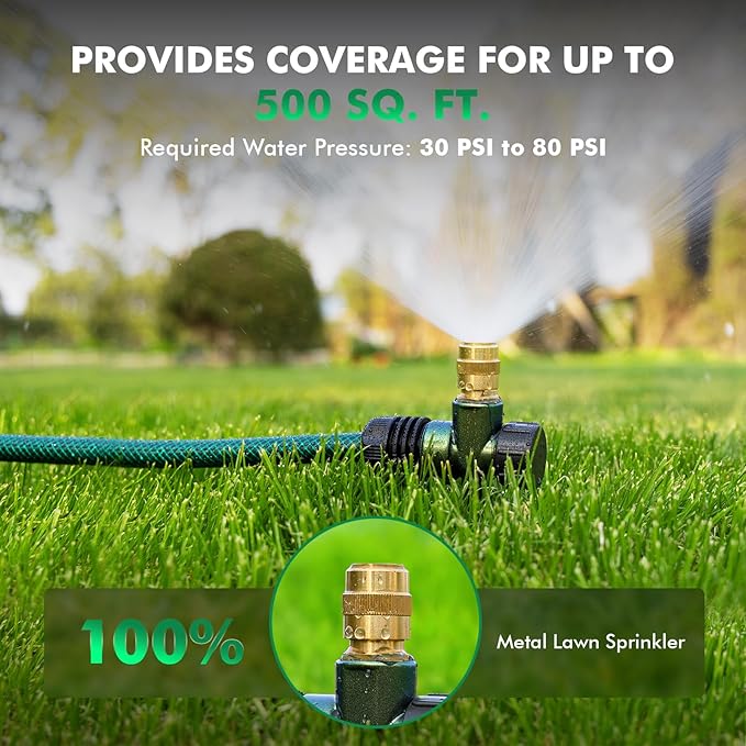 RESTMO 2 Pack Heavy-Duty Full-Metal Lawn Sprinkler for Yard with Durable Brass Nozzle, Premium Spike Base, 360° Large Area Coverage Lawn Sprinkler for Patio and Garden Irrigation