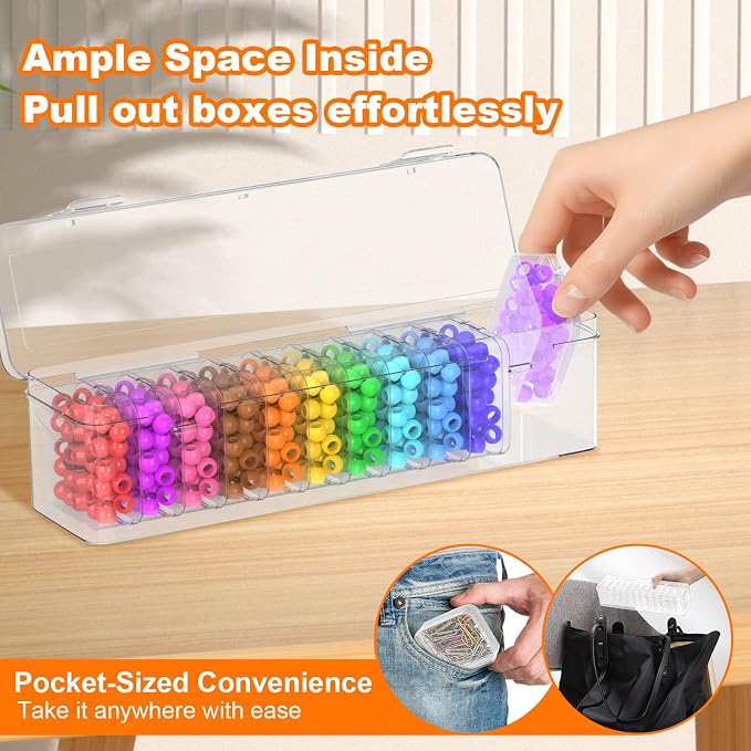 Bead Organizer Box, 12 PCS Clear Plastic Storage Containers Features Hinged Lid and Labels, Craft Storage Box for Jewelry, Diamonds, Clay Beads, Bracelets, Screws, Seeds, Small Parts