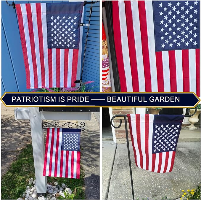 American Garden Flag 12x18 Inch Embroidered Star and Stripe USA Garden Flag for Outside Double Sided Small American Yard Flags