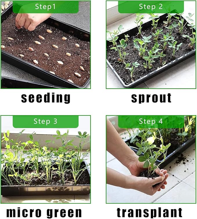 RooTrimmer Plant Growing Nursery, Standard 1020 Trays Plastic Sturdy Farmer Self Seedling Tray for Microgreens Indoor Nursery Pots Transplantation (5-Pack, 21.6"×11.2", 2.52" Deep, no Holes)