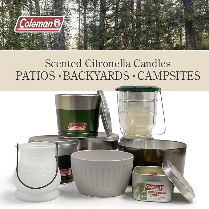 Coleman 70+ Hour Citronella Candle Outdoor Lantern, Classic Design with Easy Carry and Hang Handle, Extended Burn Time for Camping, Picnics, and Patio Ambiance, 6.7 oz, Red (Pack of 12)