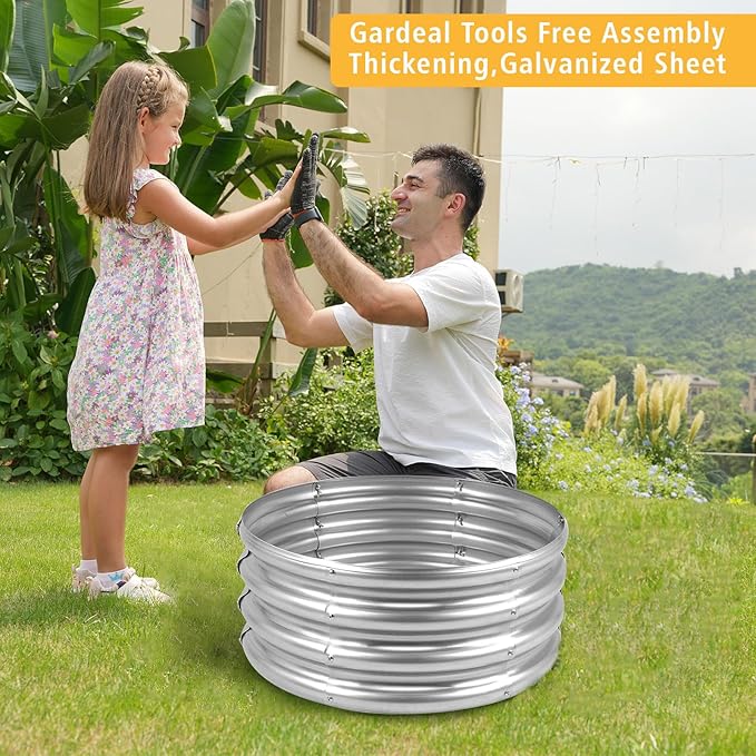 Gardeal Garden Galvanized Raised Garden Bed Kit - Metal Planter Box for Vegetables/Herbs/Flowers, Heavy-Duty Steel Outdoor Garden Box with Reinforced Edges (2x2x1 FT)