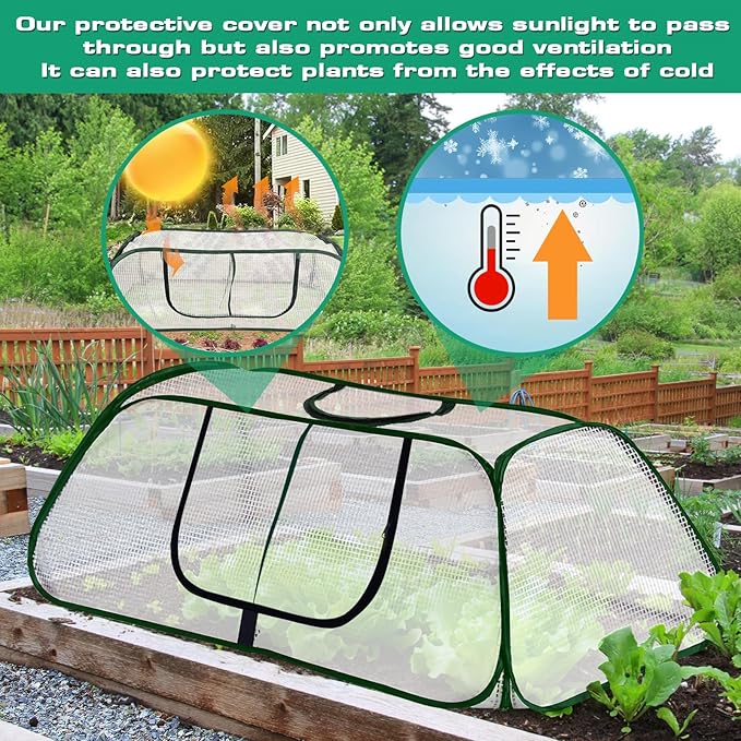 2 Pack Garden Rows Accelerator Plants Cover-Garden Greenhouse with Roll-up Zipper Door,Thicker PE Cover for Indoor Outdoor Vegetable Fruits Rows - 45" L x 22" W x 16" H