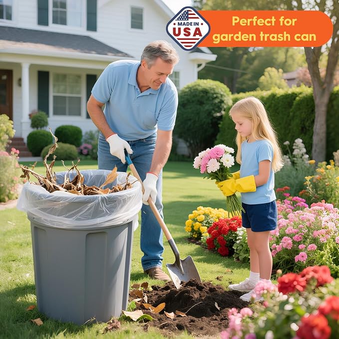 DELXO 30-33 Gallon Trash Bags, 250 Count Light to Medium Large Clear Garbage Bags, Thick Durable and Puncture-Resistant Plastic Bags for Kitchens, Yards & Offices, Made in USA