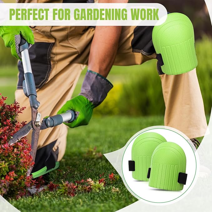 WinnerWhy Gardening Knee Pads for Women and Men Lightweight Waterproof Foam Knee Pads for Gardening and Housework with Adjustable Hook'n'Loop Straps(Green)