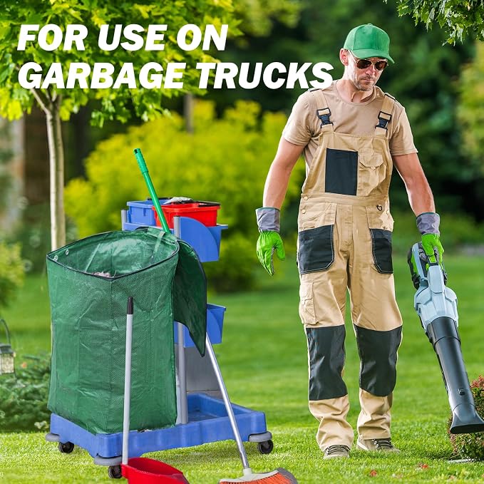 2 Pack 53 Gallons Yard Waste Bags, Reusable Heavy Duty Lawn and Leaf Bags with Lid & Gardening Gloves, Large Dustpan Lawn Bags, Collapsible Garden Waste Container for Leaves Grass Clippings Debris