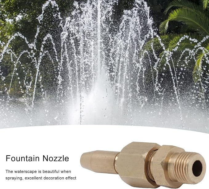 1/4 Brass Adjustable Fountain Nozzle, 360° Swivel Spray Head with Built in Valve, Water Feature and Pond Jet Sprinkler for Garden Pool Patio Decoration (1 point 1/8)