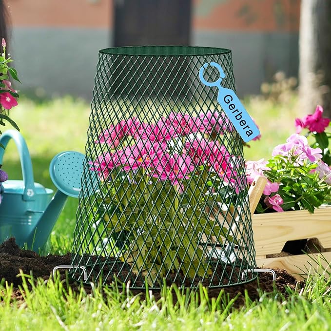 5 Packs 12"x15" Garden Cloches for Plants, Plant Protectors from Animals,Plant Cages for Outdoor Plants,Plant Covers from Animals,Chicken Wire Cloche with Stakes & Labels for Protect Plants,Vegetables