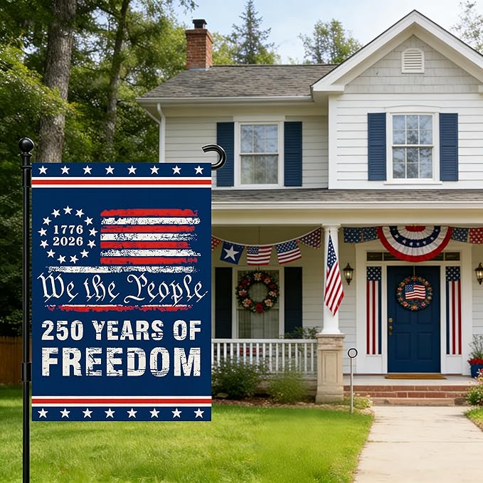 250 Anniversary Usa Garden Flags for Outside, 250 Anniversary USA Flag 1776-2026 Commemorative Patriotic 250 Year of Freedom Banner Yard Sign 4th of July Decorations Double-Sided Waterproof Flag with Stars Stripes 250 Year American Flag 12x18 Inch
