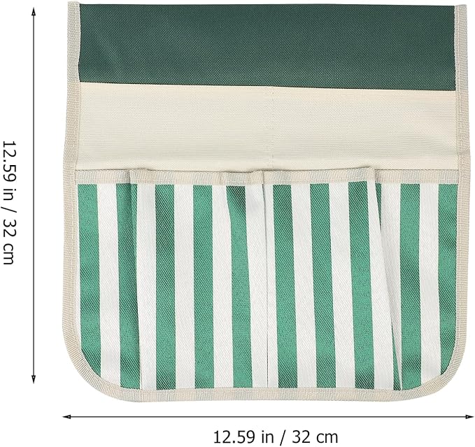 DOITOOL Garden Kneeler Tool Bag Foldable Portable Oxford Cloth Gardening Tool Storage Organizer, Multi- Pockets Gardening Hand Tool Pouch (White and Green Striped)