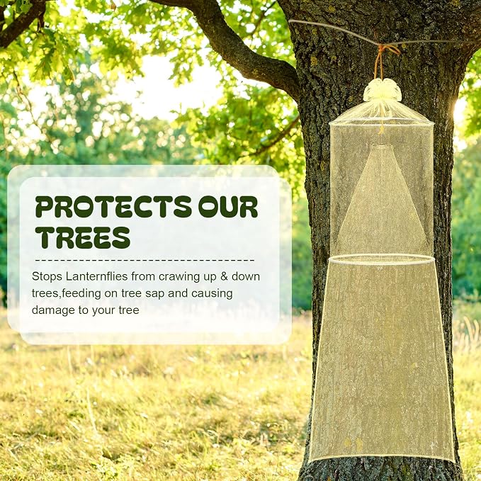 Qualirey 8 Pack Spotted Lanternfly Traps Lantern Fly Killer Mesh Tree Trap with Jute Rope and Nails Effective Way to Catch Lantern Flies and Nymphs (Yellow)