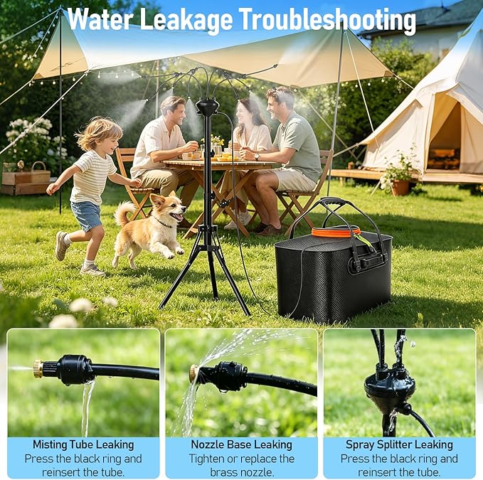 Bonviee 5.3FT Standing Mister for Outside Patio, Portable Misting System with Adjustable Tripod, 5.8Gal/22L Water Tank, 5200mAh Rechargeable Pump & 8 Flex Arm Nozzles for Outdoor Cooling