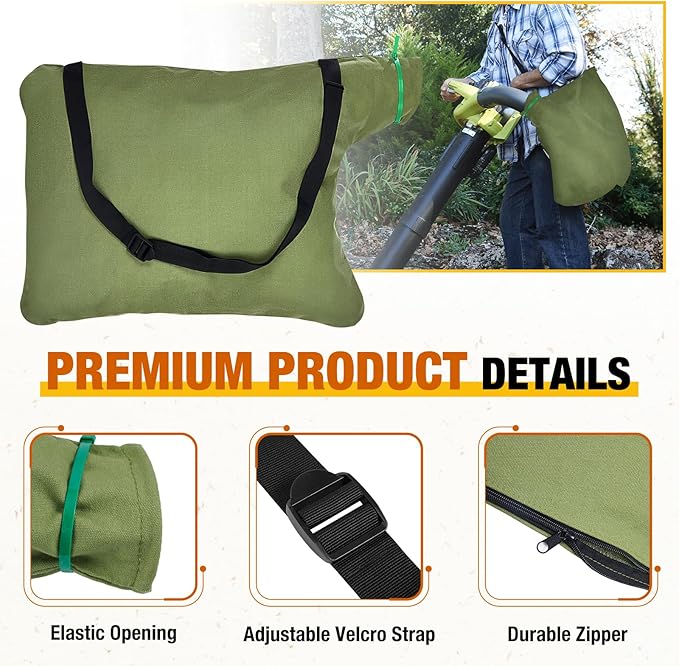 Zipcase Leaf Blower Vacuum Zippered Bottom Dump Bag for for Ultra Blower Rake & Vacuum Leaf Blowers