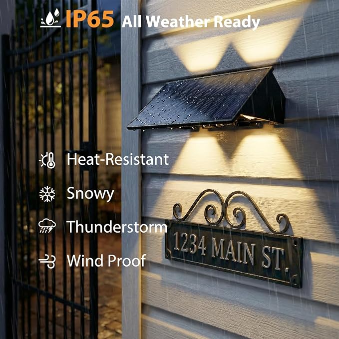 8PACK Solar Sconce Lights Outdoor,8 Lighting Modes Up and Down Solar Wall Lights Dusk to Dawn Lighting IP65 Waterproof Solar Lights Outdoor for House Exterior Front Porch Garage Fence Patio Yard