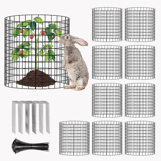 30 Pcs 11.8 in x12 in Wire Plant Protector Cages - Chicken Wire Cloche Animal Barrier, Metal Mesh Plant Cage with Stakes and Ties for Raised Bed Vegetables, Flowers, Shrubs & Plants