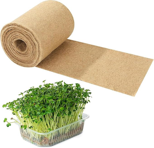 1Roll 12" X 197" Hydroponic Grow Pads, Jute Seed Sprouting Mat, Microgreens Growing Kit, Indoor Organic Production for Wheatgrass Sprouts Starter Tray (12" X 197")