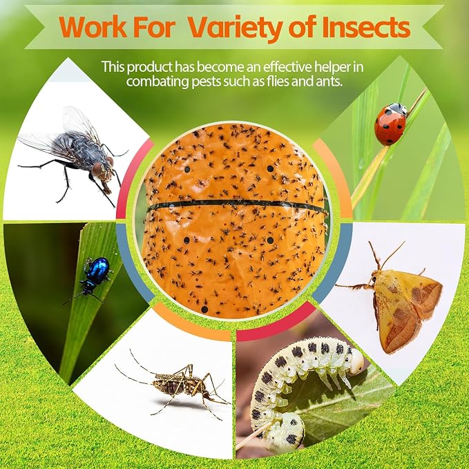 12 Rolls Spotted Lantern Fly Tree Trap 30 Feet Each Roll Lanternfly Tree Outdoor Fruit Fly Sticky Strips Paper Insect Sticky Barrier Trunk Wraps to Protect Plant, Lawn, Garden(Orange)