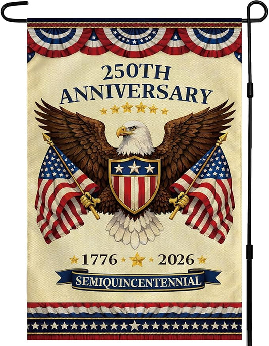 4th of July Decorations - 250th Anniversary Garden Flag | Fourth of July Decor Patriotic USA Banner,1776-2026 America Merchandise Accessories for Garden Yard Porch Patio Lawn Outdoor Outside