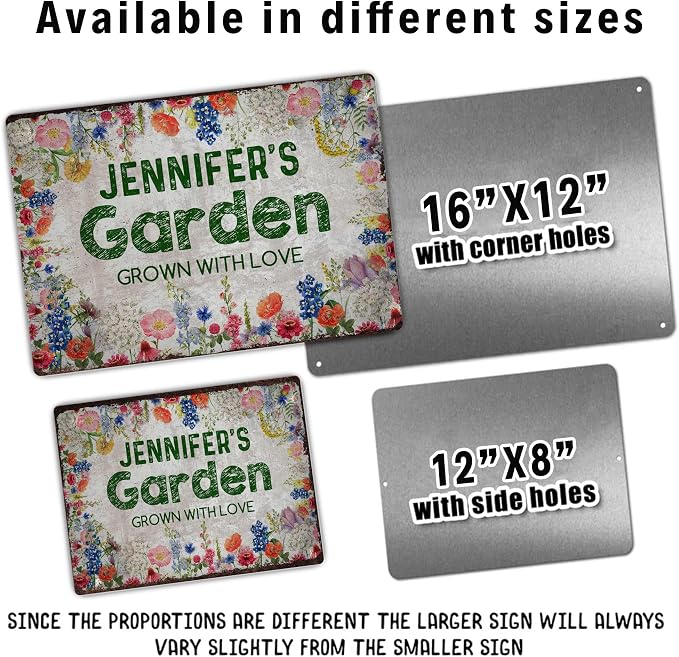 Personalized Metal Signs with Name Made in USA Custom Vintage Garden Sign Waterproof Vintage Decorative Metal Print for Wall Decor Customized Home Garden Ideas Gifts Artwork Prints for Yard Ourdoor