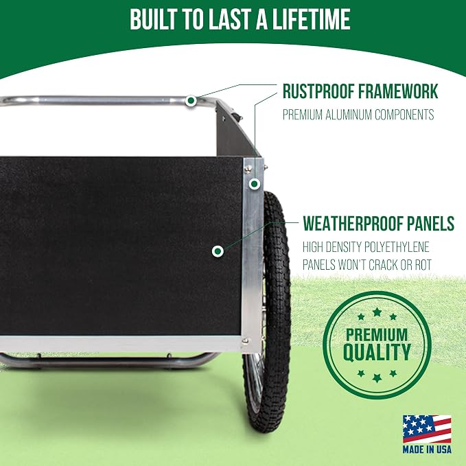 Ultimate Gardener Cart with 7 CF Capacity, Large 20-Inch Wheels for Effortless Maneuverability, and Aluminum Frame That is Strong, Lightweight, and Rustproof