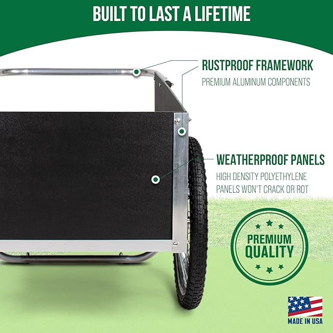 Ultimate Gardener Cart with 7 CF Capacity, Large 20-Inch Flat-Free Wheels for Effortless Maneuverability, and Aluminum Frame That is Strong, Lightweight, and Rustproof