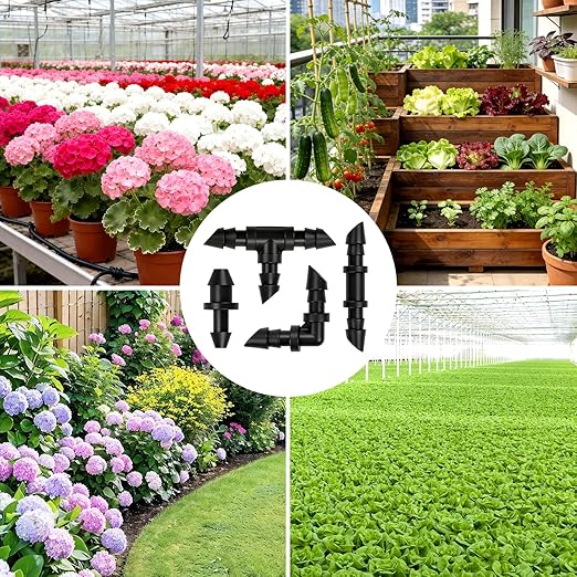 150 Pack Drip Irrigation Fittings Kit for 1/4" Tubing, Drip Line Barbed Connectors for 1/4 Inch Drip Irrigation Tubing Includes 60 Couplings 50Tees 20 Elbows 20 Plugs