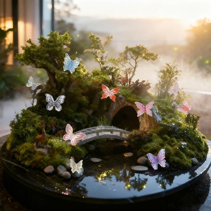 90Pcs Resin Butterflies - 3D Miniature Charms for Fairy Garden, Dollhouse Accessories, Tiny Butterfly Figures for Micro-Landscape Decor, DIY Crafts & Scrapbooking