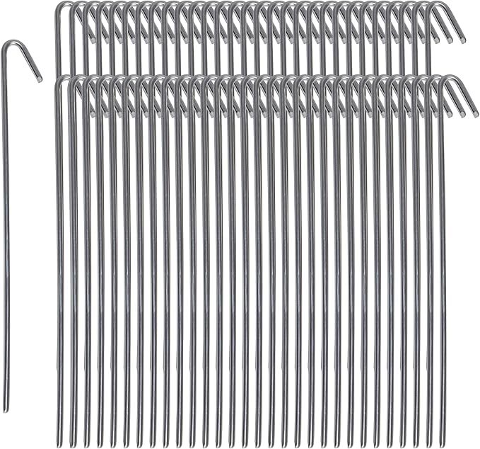 Pinnacle Mercantile 60 Pack Tent Stakes Metal Garden Edging Fence Hooks Pegs Christmas Decoration Stakes Made USA 9 inches Long