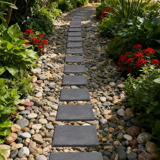Sekcen 3 Pack Rubber Stepping Stones 15.75”x15.75” Outdoor Garden Walkway Recycled Paving Stones Pavers for Walkways